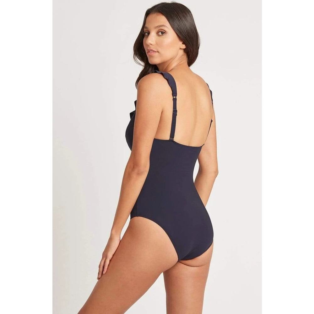 Sea Level Essentials Frill One Piece Swimsuit Night Sky Size 4 New - Picture 2 of 11